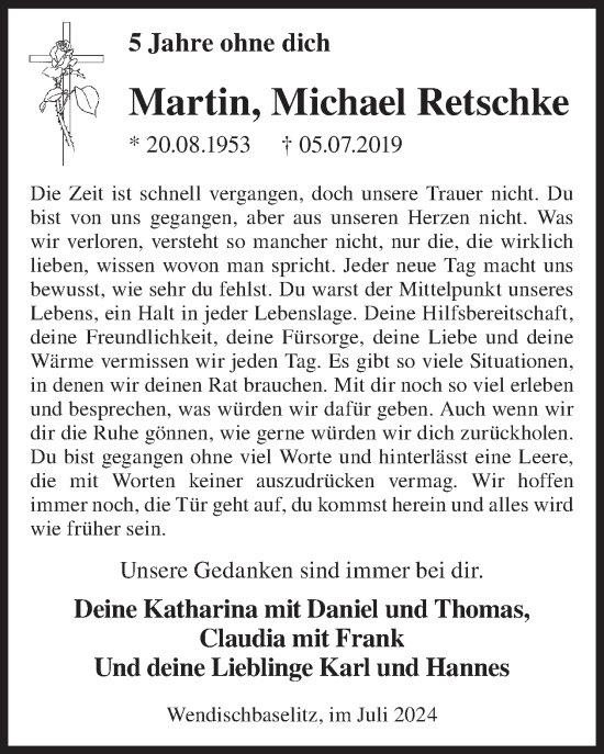 Traueranzeige von Martin Michael Retschke von WochenKurier