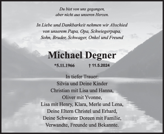 Traueranzeige von Michael Degner von WochenKurier