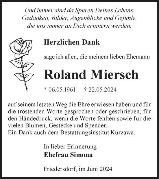 Traueranzeige von Roland Miersch von WochenKurier