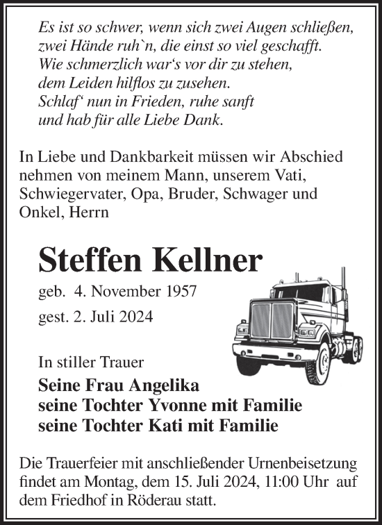 Traueranzeige von Steffen Kellner von WochenKurier
