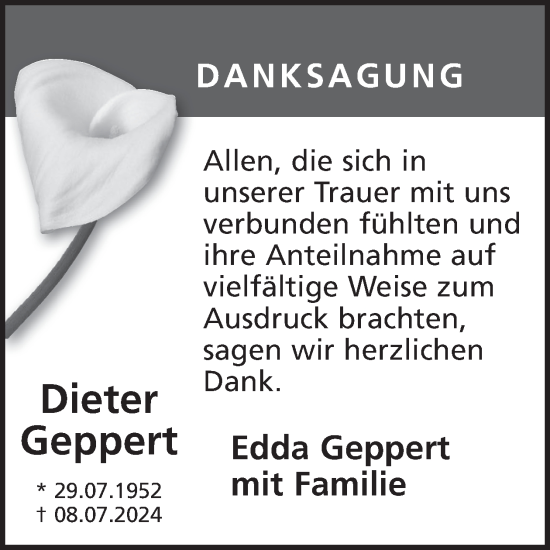 Traueranzeige von Dieter Geppert von WochenKurier