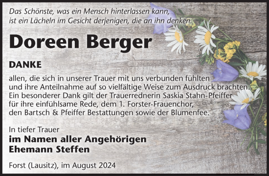 Traueranzeige von Doreen Berger von WochenKurier