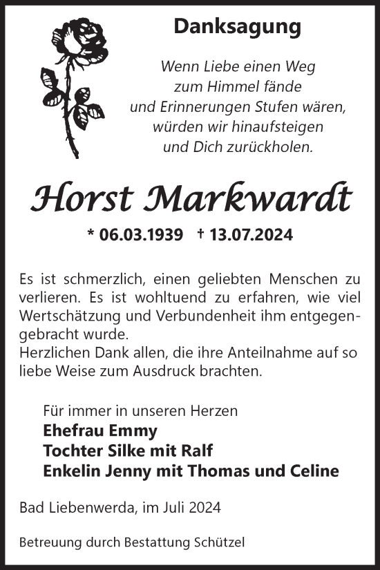 Traueranzeige von Horst Markwardt von WochenKurier