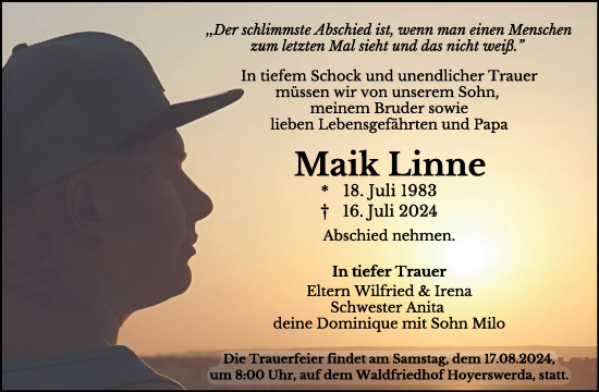 Traueranzeige von Maik Linne von WochenKurier