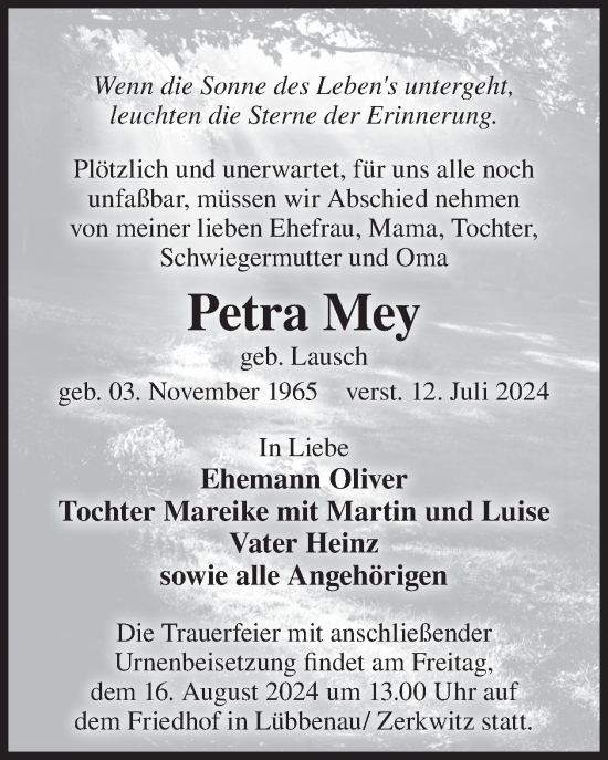Traueranzeige von Petra Mey von WochenKurier