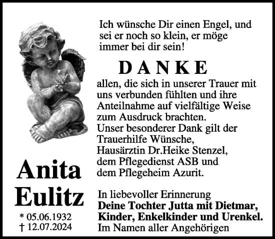 Traueranzeige von Anita Eulitz von WochenKurier