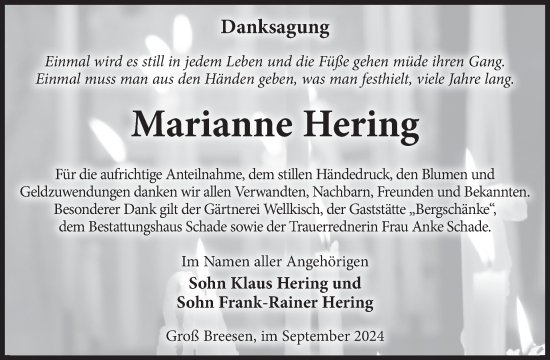 Traueranzeige von Marianne Hering von WochenKurier