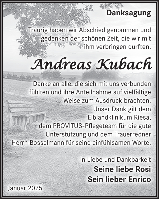 Traueranzeige von Andreas Kubach von WochenKurier