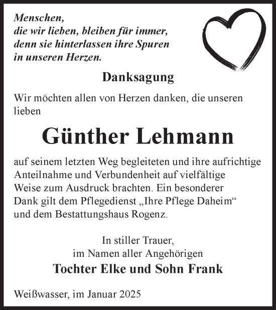 Traueranzeige von Günther Lehmann von WochenKurier