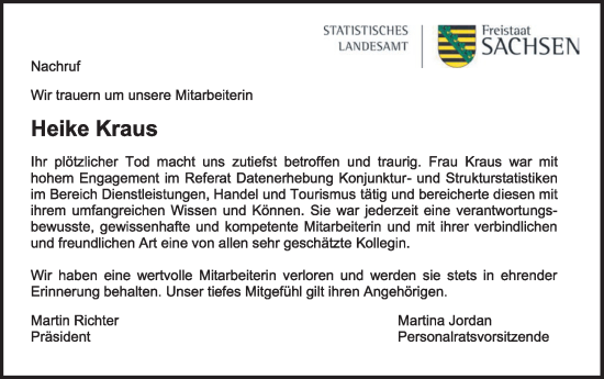 Traueranzeige von Heike Kraus von WochenKurier