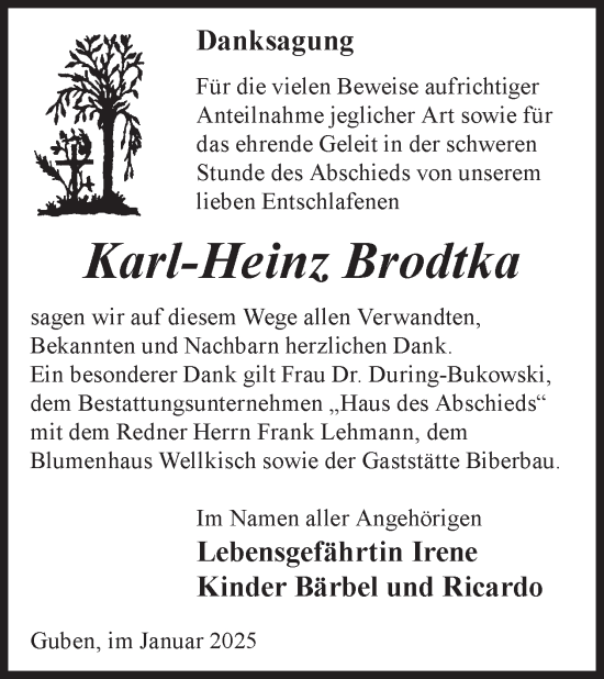 Traueranzeige von Karl-Heinz Brodtka von WochenKurier