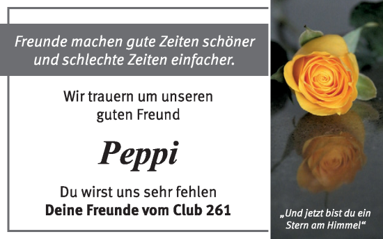 Traueranzeige von Peppi  von WochenKurier