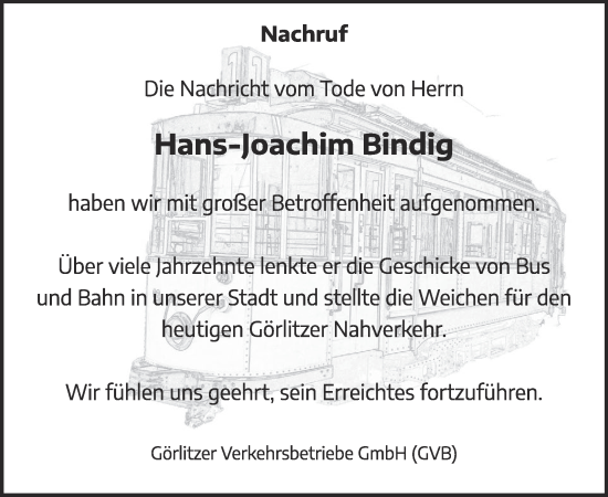 Traueranzeige von Hans-Joachim Bindig von WochenKurier