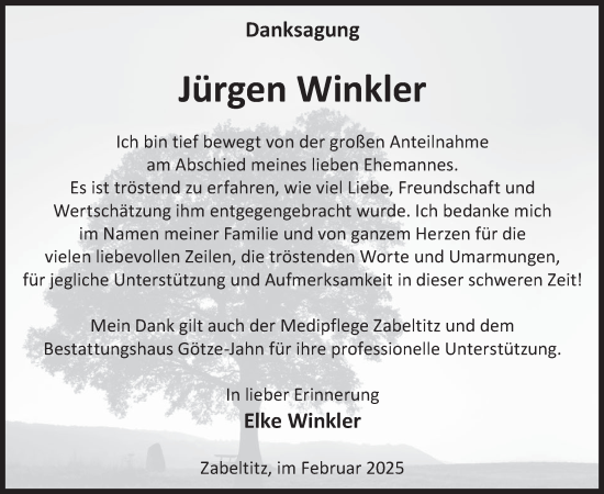 Traueranzeige von Jürgen Winkler von WochenKurier