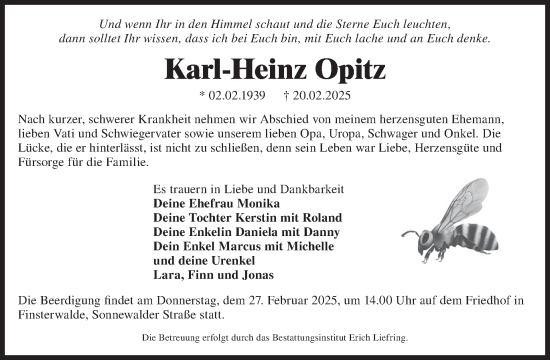 Traueranzeige von Karl-Heinz Opitz von WochenKurier