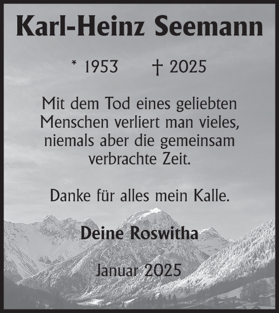 Traueranzeige von Karl-Heinz Seemann von WochenKurier