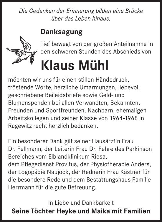 Traueranzeige von Klaus Mühl von WochenKurier