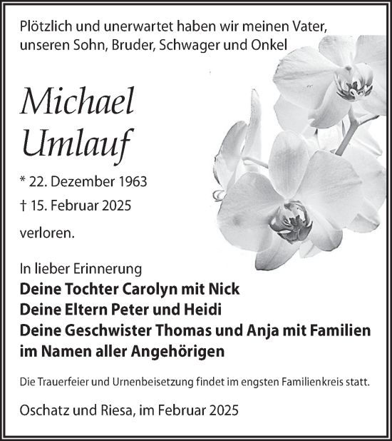 Traueranzeige von Michael Umlauf von WochenKurier