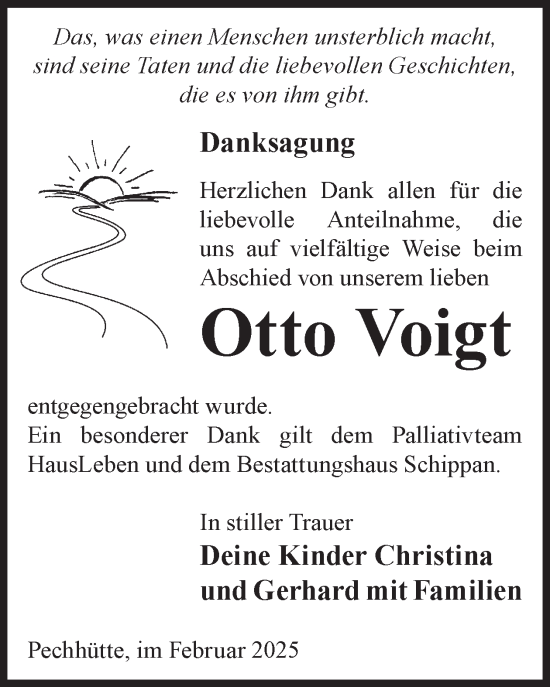 Traueranzeige von Otto Voigt von WochenKurier