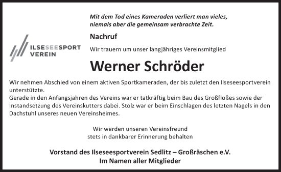 Traueranzeige von Werner Schröder von WochenKurier