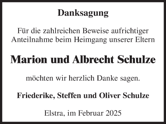 Traueranzeige von Albrecht Schulze von WochenKurier