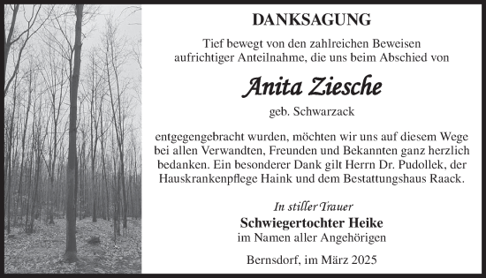 Traueranzeige von Anita Ziesche von WochenKurier