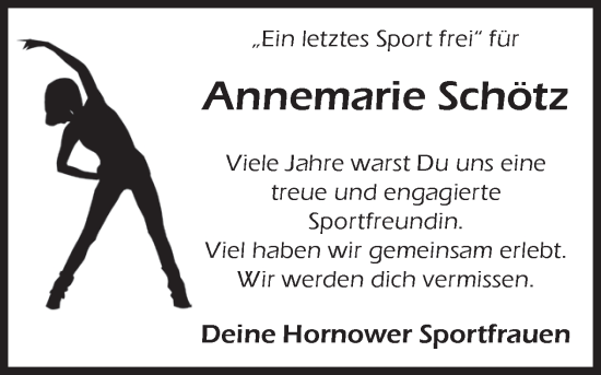 Traueranzeige von Annemarie Schötz von WochenKurier