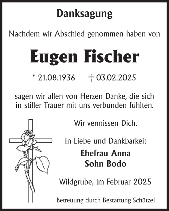 Traueranzeige von Eugen Fischer von WochenKurier