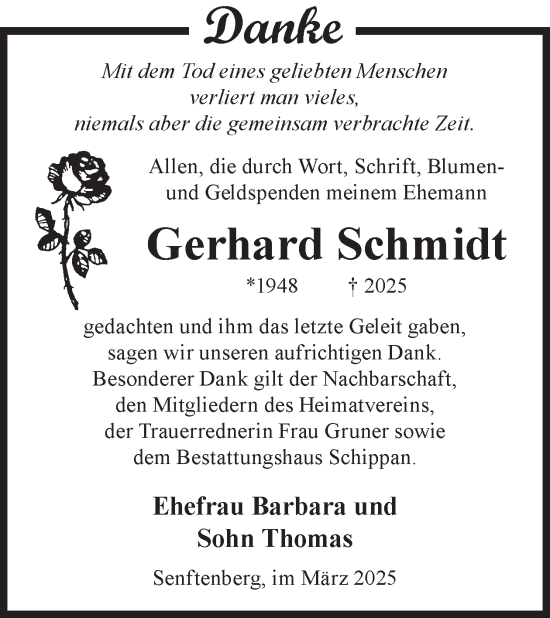 Traueranzeige von Gerhard Schmidt von WochenKurier