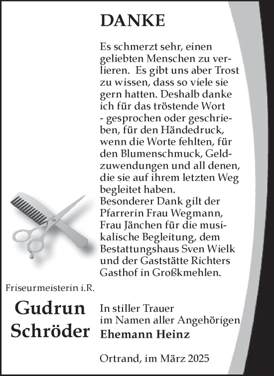 Traueranzeige von Gudrun Schröder von WochenKurier