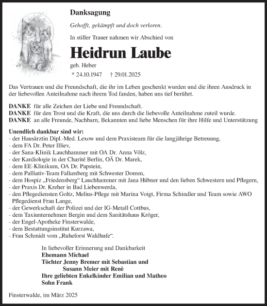 Traueranzeige von Heidrun Laube von WochenKurier