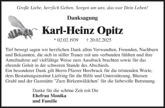 Traueranzeige von Karl-Heinz Opitz von WochenKurier