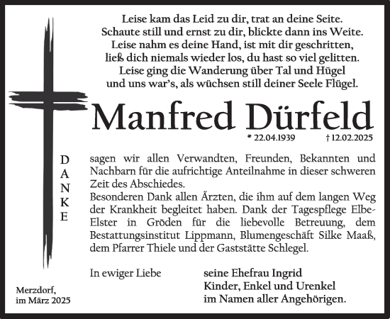 Traueranzeige von Manfred Dürfeld von WochenKurier