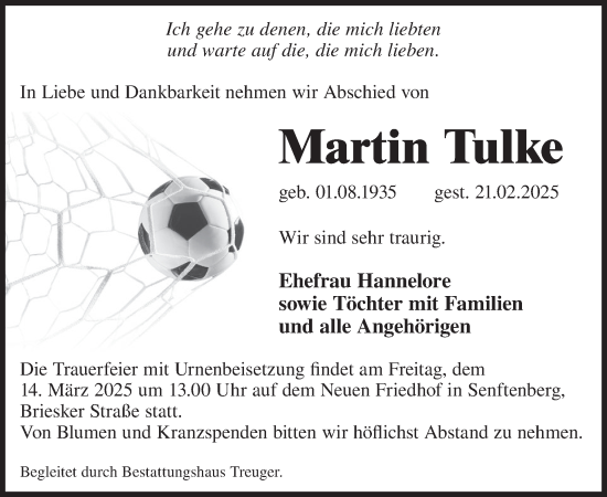 Traueranzeige von Martin Tulke von WochenKurier