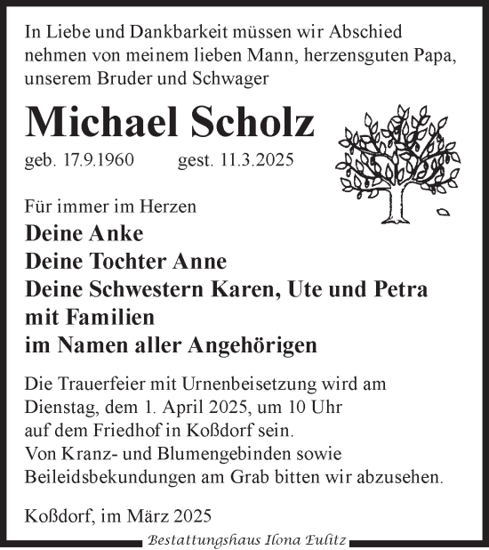 Traueranzeige von Michael Scholz von WochenKurier