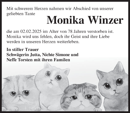 Traueranzeige von Monika Winzer von WochenKurier