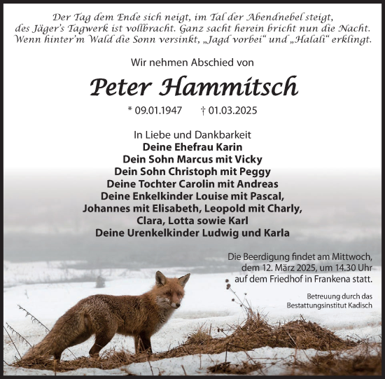 Traueranzeige von Peter Hammitsch von WochenKurier