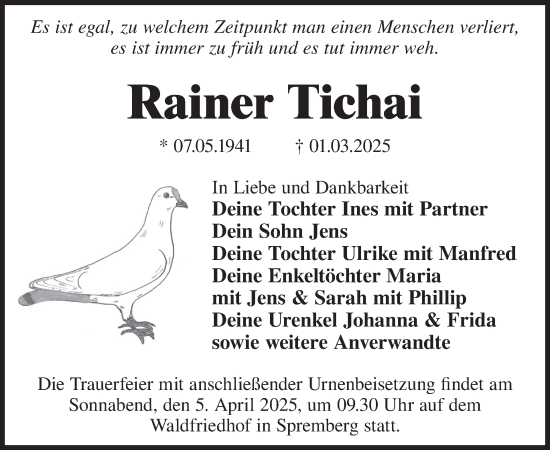 Traueranzeige von Rainer Tichai von WochenKurier