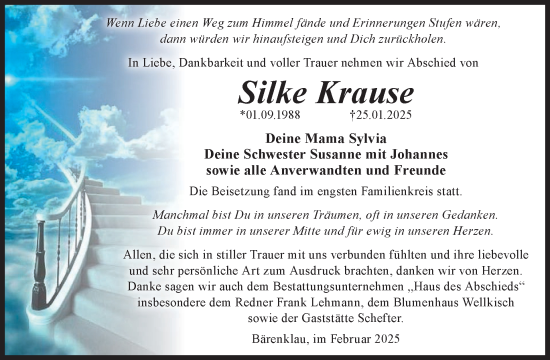 Traueranzeige von Silke Krause von WochenKurier