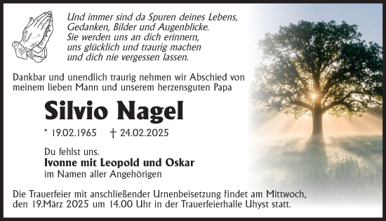 Traueranzeige von Silvio Nagel von WochenKurier