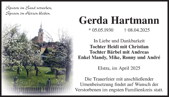 Traueranzeige von Gerda Hartmann von WochenKurier