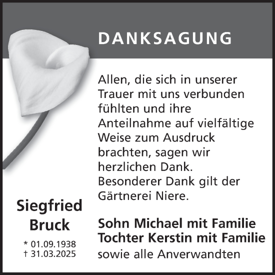 Traueranzeige von Siegfried Bruck von WochenKurier