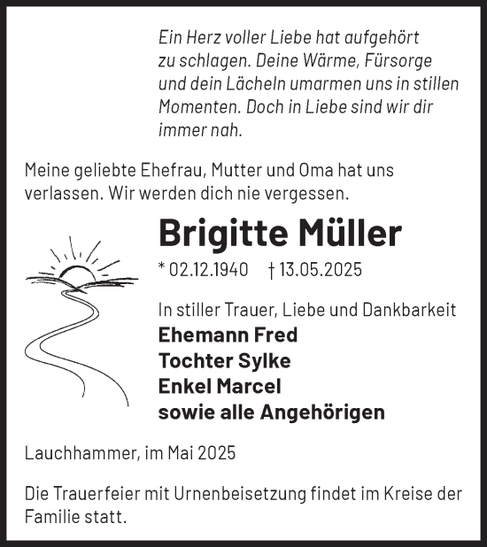 Traueranzeige von Brigitte Müller von WochenKurier