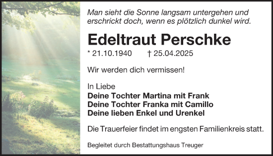Traueranzeige von Edeltraut Perschke von WochenKurier