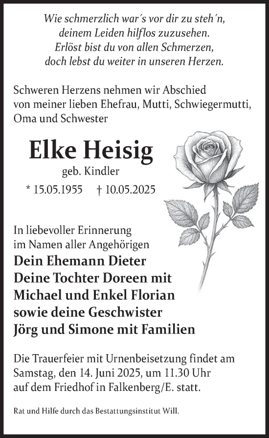 Traueranzeige von Elke Heisig von WochenKurier