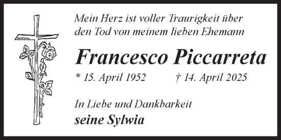 Traueranzeige von Francesco Piccarreta von WochenKurier