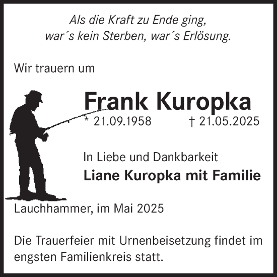 Traueranzeige von Frank Kuropka von WochenKurier