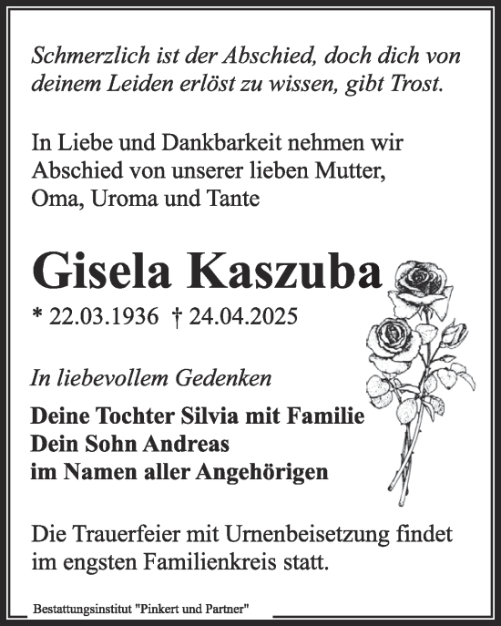 Traueranzeige von Gisela Kaszuba von WochenKurier
