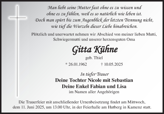 Traueranzeige von Gitta Kühne von WochenKurier