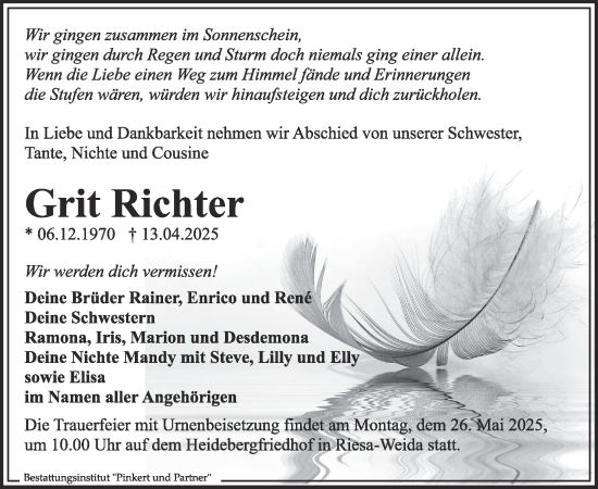 Traueranzeige von Grit Richter von WochenKurier